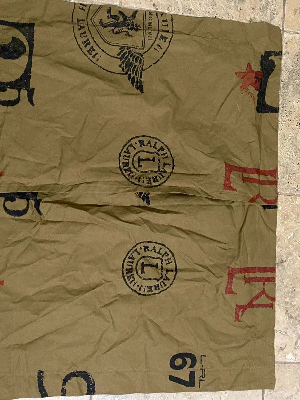 Lauren Ralph Lauren College Varsity Stamp Collection Standard Khaki Pillow Sham